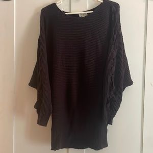 Umgee Navy Open Weave Sleeve Sweater